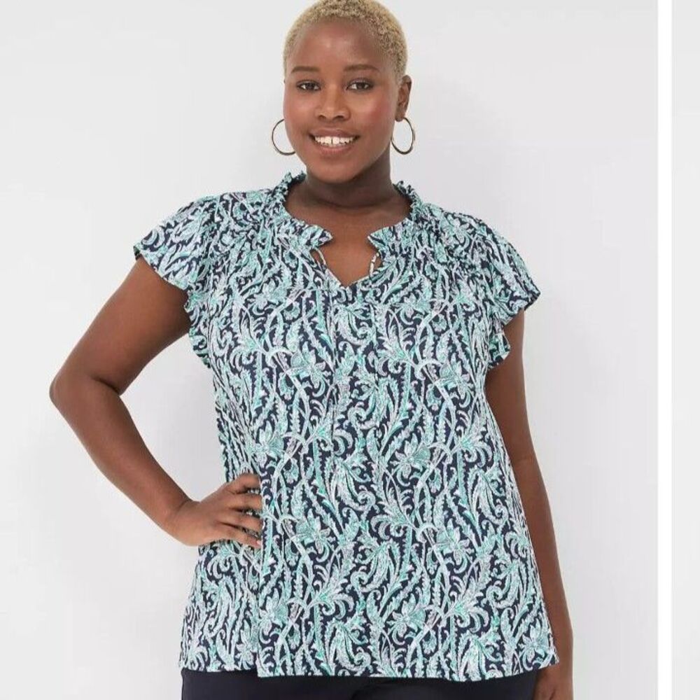 Lane Bryant Paisley blouse brand new with tags size 18/20 flutter sleeves plus - Picture 1 of 11